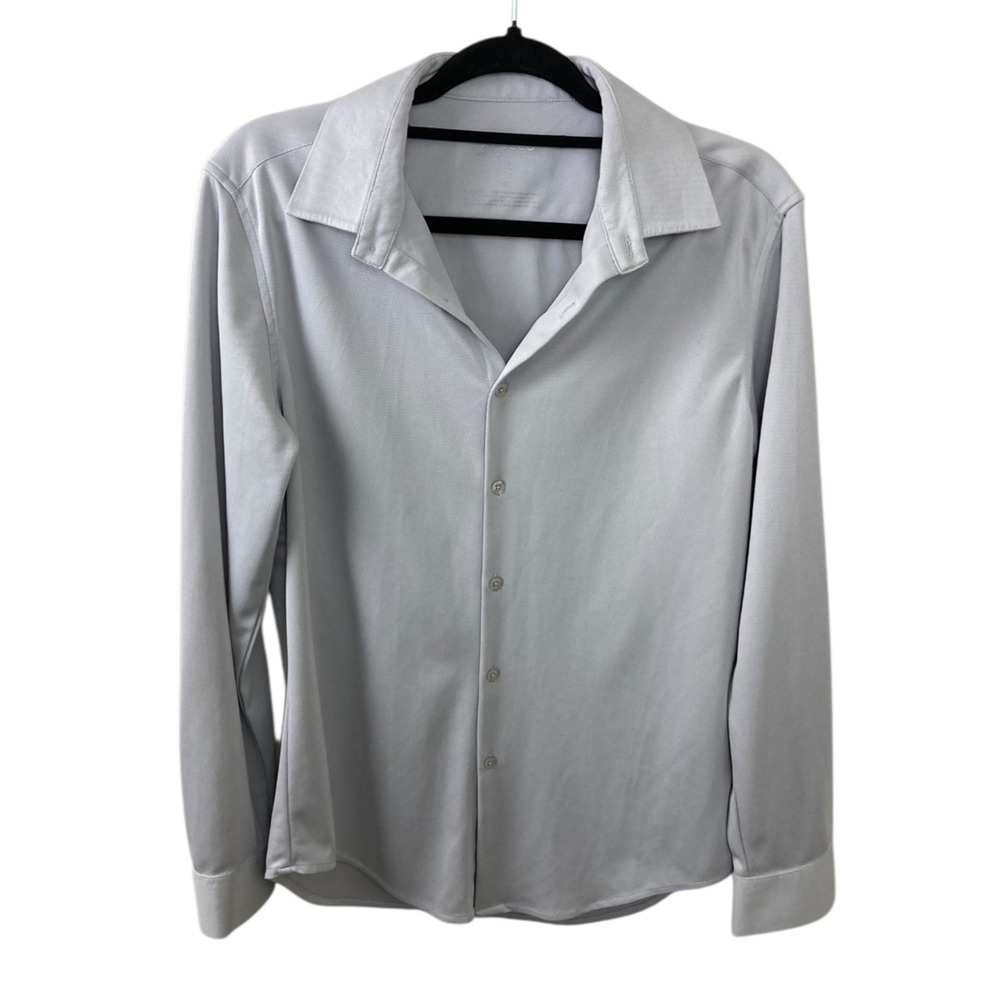 Ministry Of Supply Apollo Gray Slim Fit Button Front Shirt Size Medium